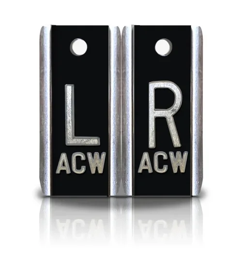 1 1/2″ Height Aluminum Elite Style Lead Xray Markers, Black Solid Color
