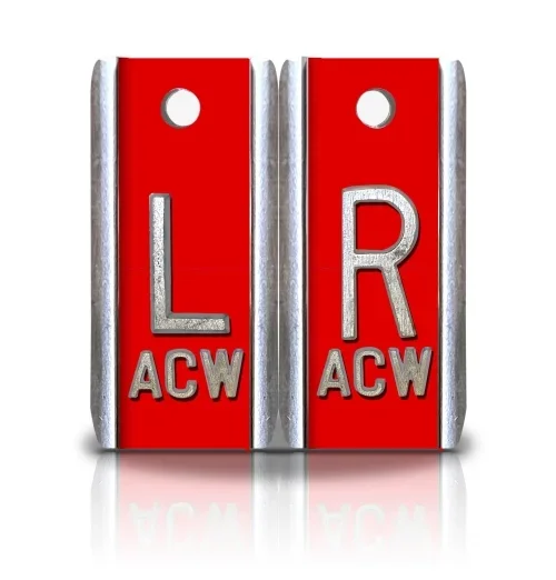 1 1/2″ Height Aluminum Elite Style Lead Xray Markers, Standard Red Color