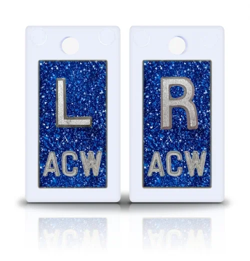 1 5/8″ Height Plastic Lead X Ray Markers, Blue Glitter