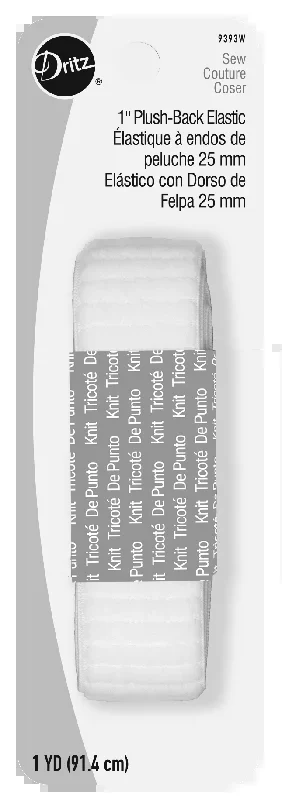 1″ Plush-Back Elastic, White, 1 yd