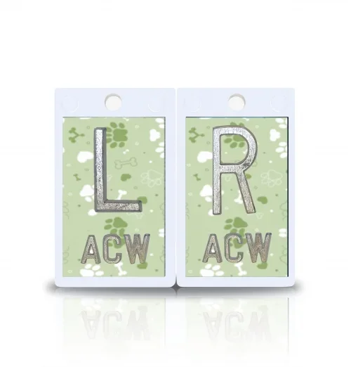 2″ Plastic X Ray Markers- Green Puppy Design