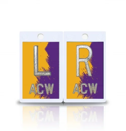 2″ Plastic X Ray Markers- Purple Gold Design