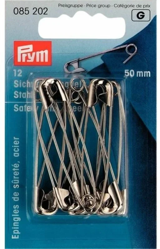 2″ Safety Pins, Silver, 12 pc