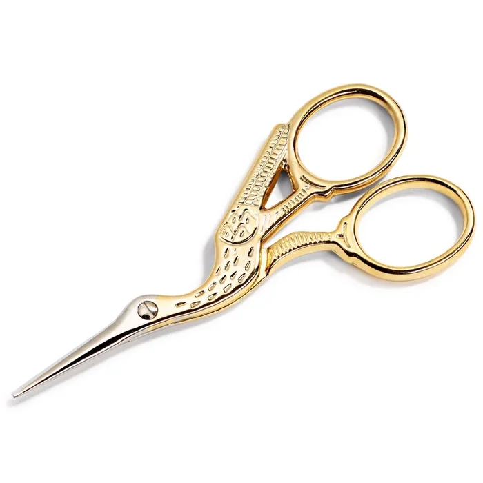 3-1/2″ Stork Embroidery Scissors, Gold