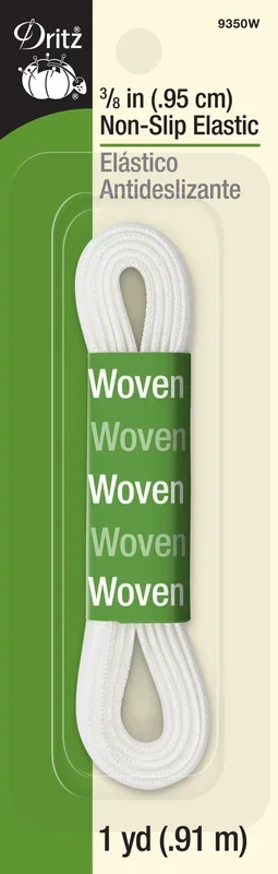 3/8″ Non-Slip Elastic, White, 1 yd