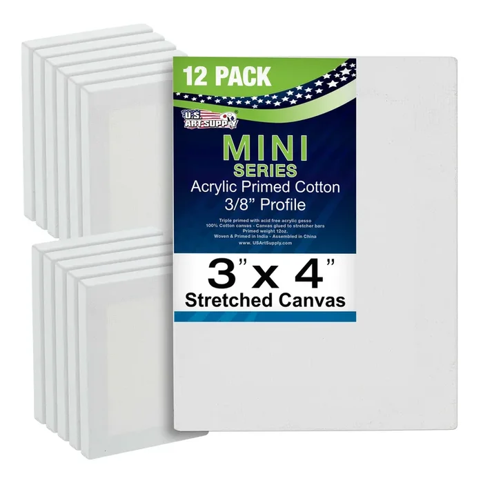 3″ x 4″ Mini Professional Primed Stretched Canvas 12 Pack