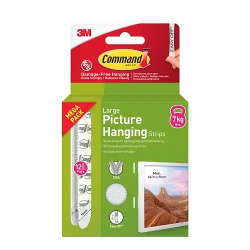 3M Command Large Picture Hanging Strips White (Pack 12) 17206 – 7100336849
