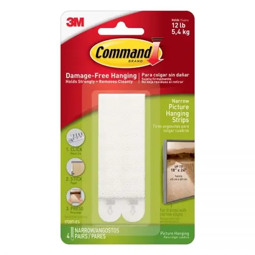3M Command Narrow Picture Hanging Strips White (Pack 4) 17207 – 7100235863