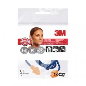3M Corded Earplugs 1271, Three flange design, Reusable, SNR value 26 dB, Orange