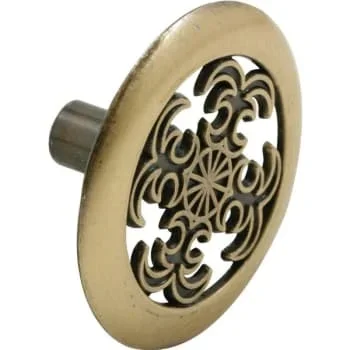 4 In. Round Filigree Cabinet Knob (Brass) (5-Pack)