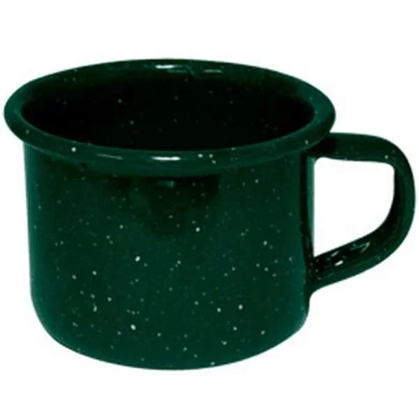 4 oz Enameled Steel Campfire Mugs – Green and Blue