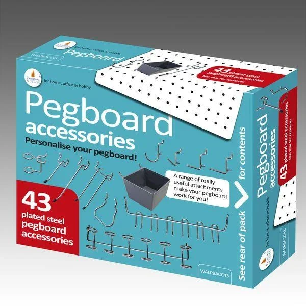 43 Pegboard Hook Set & 4 pegboard containers