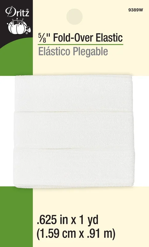 5/8″ Fold-Over Elastic, White, 1 yd