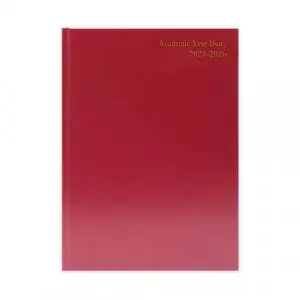 5 Star Academic Diary Day Per Page A5 Burgundy 2025-2026 KF1A5ABG25