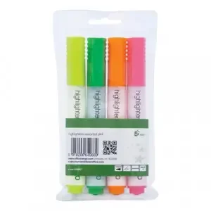 5 Star Highlighter Chisel Tip 1-5mm Line Wallet Assorted (Pack of 4)