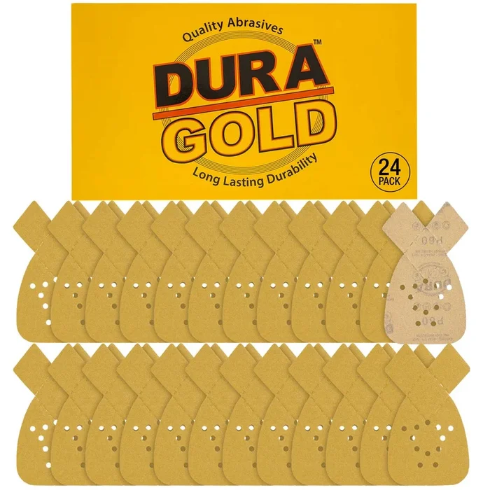 60 Grit – 12-Hole Pattern Hook & Loop Sanding Sheets for Mouse Sanders – Box of 24