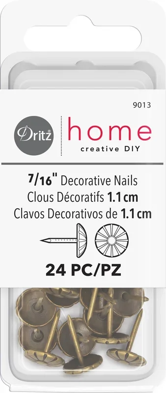 7/16″ Decorative Daisy Nails, Antique Brass, 24 pc