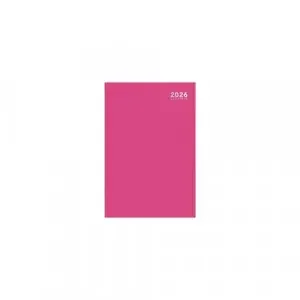A4 2026 Day a Page Diary Bright Pink Casebound