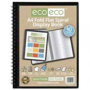 A4 50% recycled 40 pocket Fold Flat Spiral display book