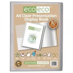 A4 50% Recycled Clear 80 Pocket Presentation Display Book