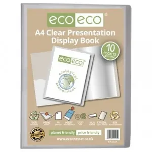 A4 50% Recycled Presentation Display Book with 10 Clear Pockets – Single