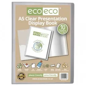 A5 50% Recycled Presentation Display Book with 10 Clear Pockets – Single
