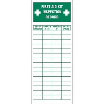 Accuform Safety Label First Aid Kit Inspection Record 5″ X 2″ Package Of 5