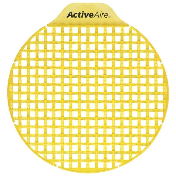 ActiveAire Low-Splash Deodorizer Urinal Screens, Mango Scent, Yellow, Pack of 12