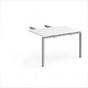 Adapt add on unit double return desk 800mm x 1200mm – silver frame, white top