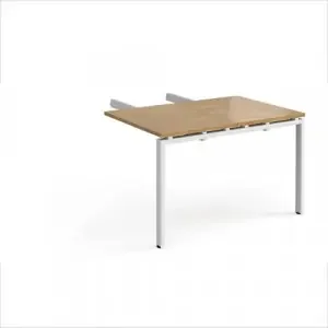Adapt add on unit double return desk 800mm x 1200mm – white frame, oak top