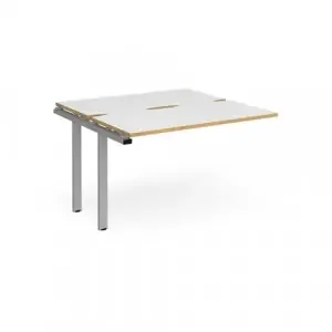 Adapt add on unit single 1200mm x 1200mm – silver frame, white top with oak edging