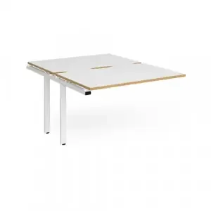 Adapt add on unit single 1200mm x 1600mm – white frame, white top with oak edging