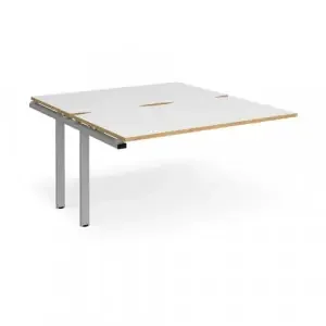 Adapt add on unit single 1400mm x 1600mm – silver frame, white top with oak edging