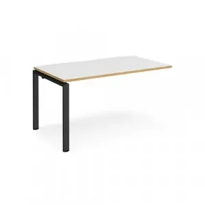 Adapt add on unit single 1400mm x 800mm – black frame, white top with oak edging