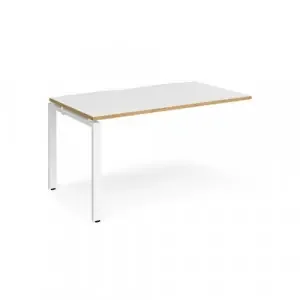 Adapt add on unit single 1400mm x 800mm – white frame, white top with oak edging