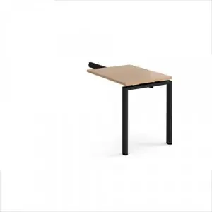 Adapt add on unit single return desk 800mm x 600mm – black frame, beech top