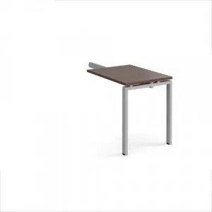 Adapt add on unit single return desk 800mm x 600mm – silver frame, walnut top