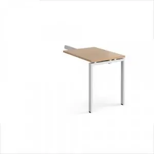 Adapt add on unit single return desk 800mm x 600mm – white frame, beech top