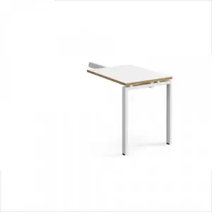 Adapt add on unit single return desk 800mm x 600mm – white frame, white top with oak edge