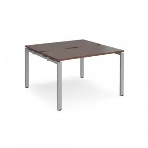 Adapt back to back desks 1200mm x 1200mm – silver frame, walnut top