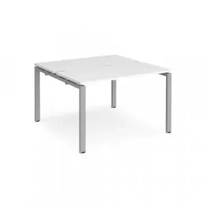 Adapt back to back desks 1200mm x 1200mm – silver frame, white top