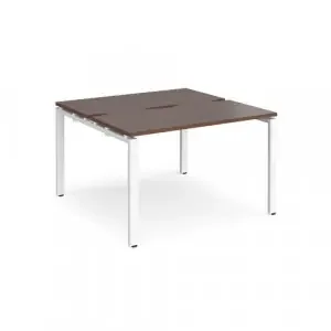 Adapt back to back desks 1200mm x 1200mm – white frame, walnut top