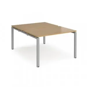 Adapt back to back desks 1200mm x 1600mm – silver frame, oak top