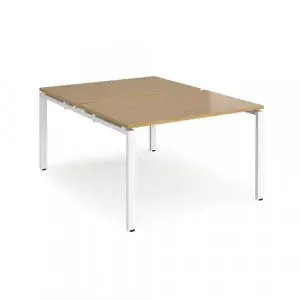 Adapt back to back desks 1200mm x 1600mm – white frame, oak top