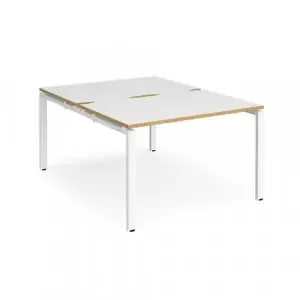 Adapt back to back desks 1200mm x 1600mm – white frame, white top with oak edging