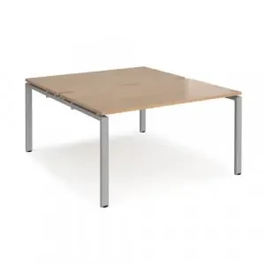 Adapt back to back desks 1400mm x 1600mm – silver frame, beech top