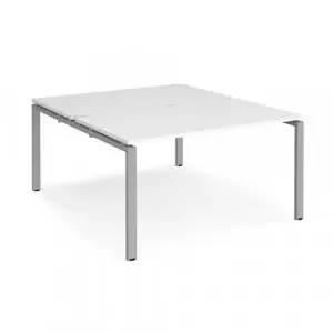 Adapt back to back desks 1400mm x 1600mm – silver frame, white top