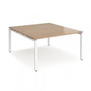 Adapt back to back desks 1400mm x 1600mm – white frame, beech top