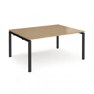 Adapt back to back desks 1600mm x 1200mm – black frame, oak top