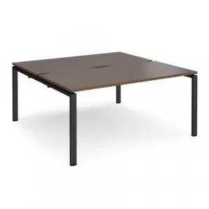 Adapt back to back desks 1600mm x 1600mm – black frame, walnut top